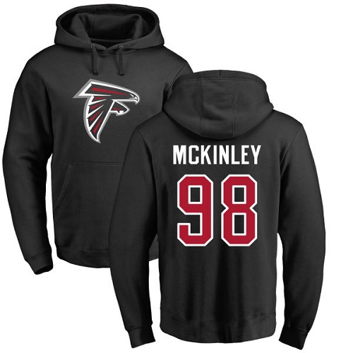 Atlanta Falcons Men Black Takkarist McKinley Name And Number Logo NFL Football #98 Pullover Hoodie Sweatshirts